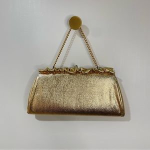Vintage gold faux leather clutch
